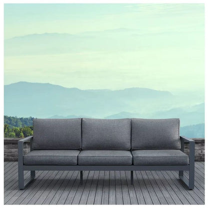 Real Flame Baltic Gray Aluminum Outdoor Sofa with Gray Cushions