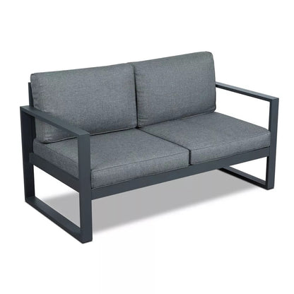 Real Flame Baltic Grey Aluminum Outdoor Loveseat with Grey Cushions