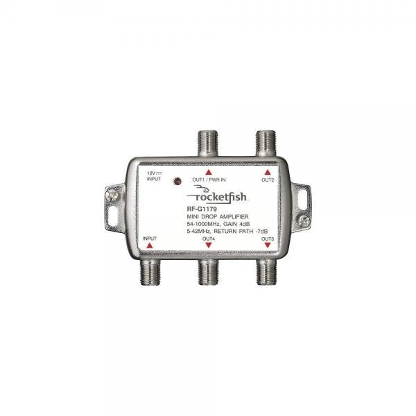 Rocketfish - 4 Output Coaxial Amplifier - Silver