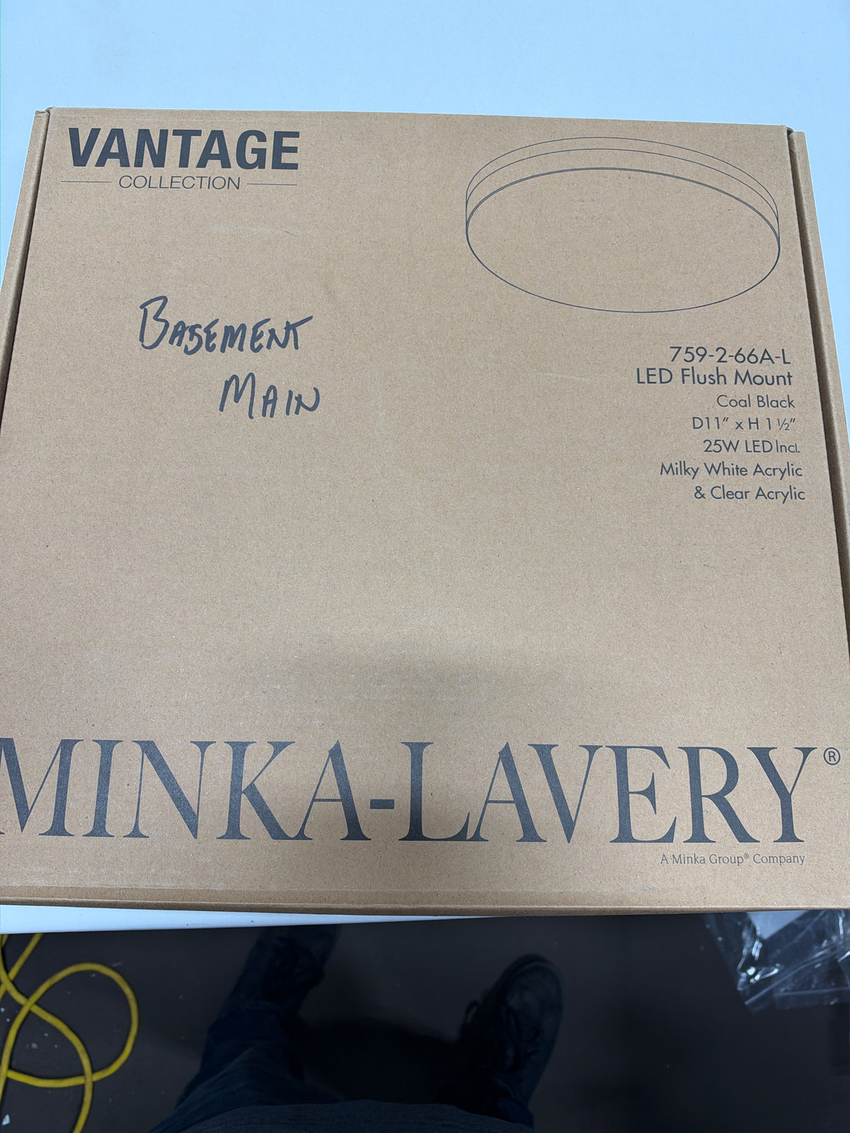 Minka Lavery 759-2-L Vantage 11" Wide LED Flush Mount Ceiling Fixture with Clear Acrylic Diffuser Coal