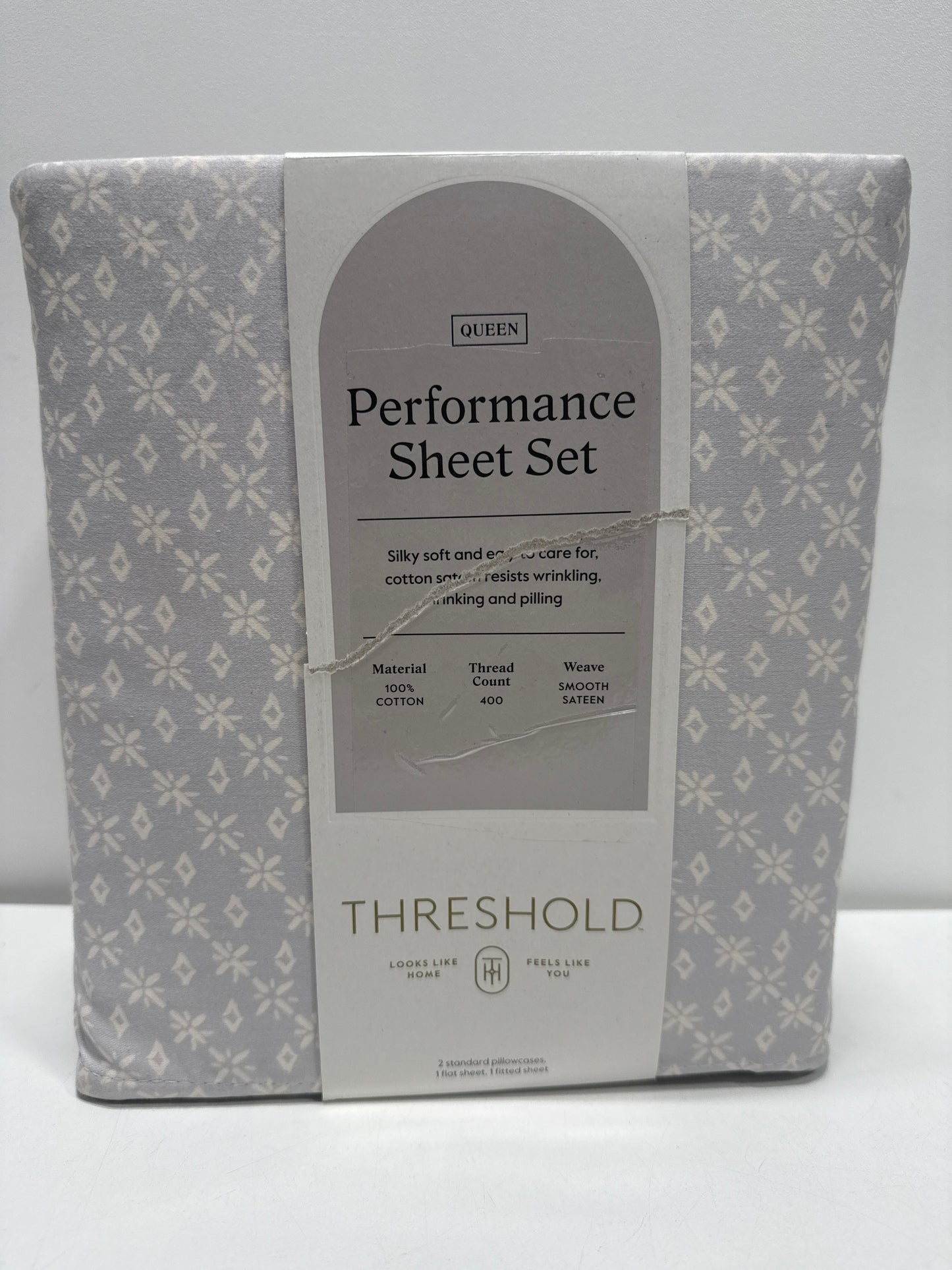 Queen 400 Thread Count Holiday Performance Sheet Set Twinkle Stars - Threshold