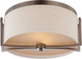 Nuvo 60-4861 - Gemini - 2 Light Flush Dome Fixture W/ Khaki Fabric Shade