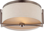 Nuvo 60-4861 - Gemini - 2 Light Flush Dome Fixture W/ Khaki Fabric Shade