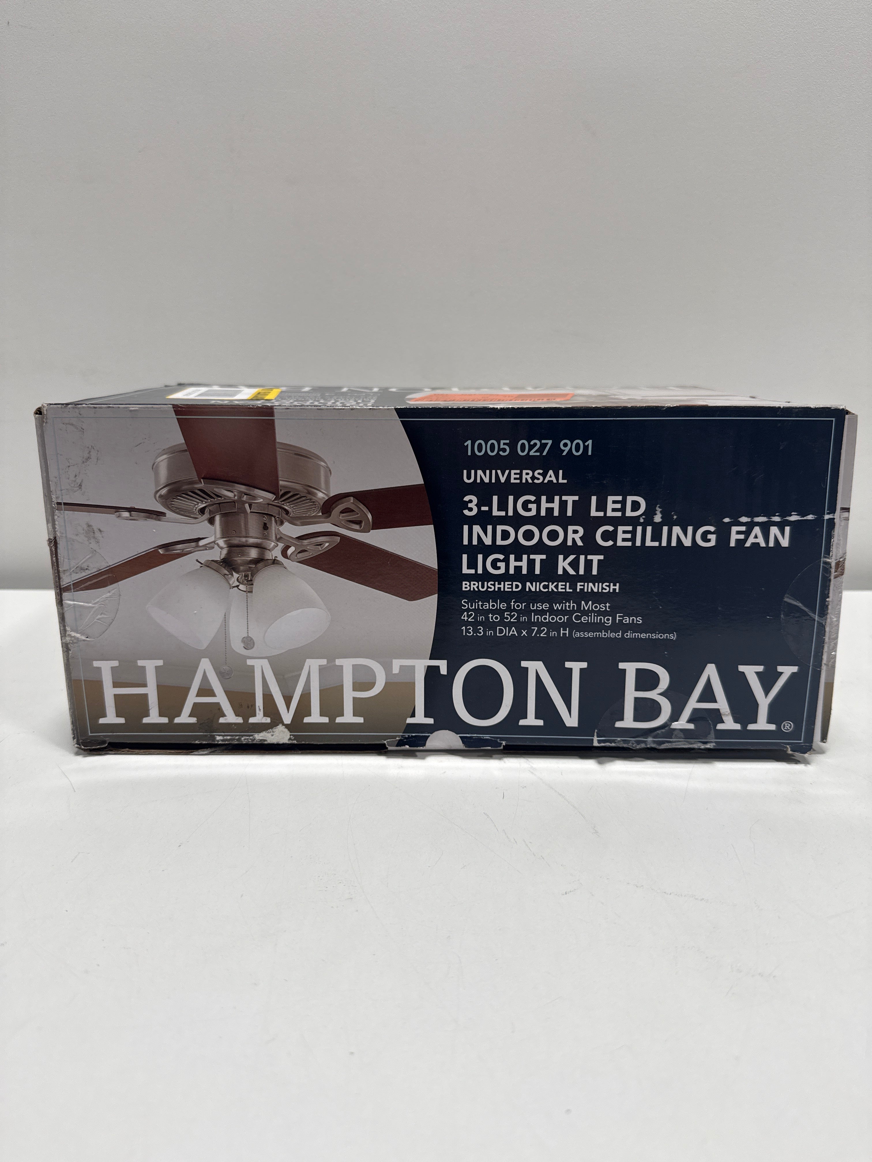 3-Light Brushed Nickel Ceiling Fan Shades LED Light Kit