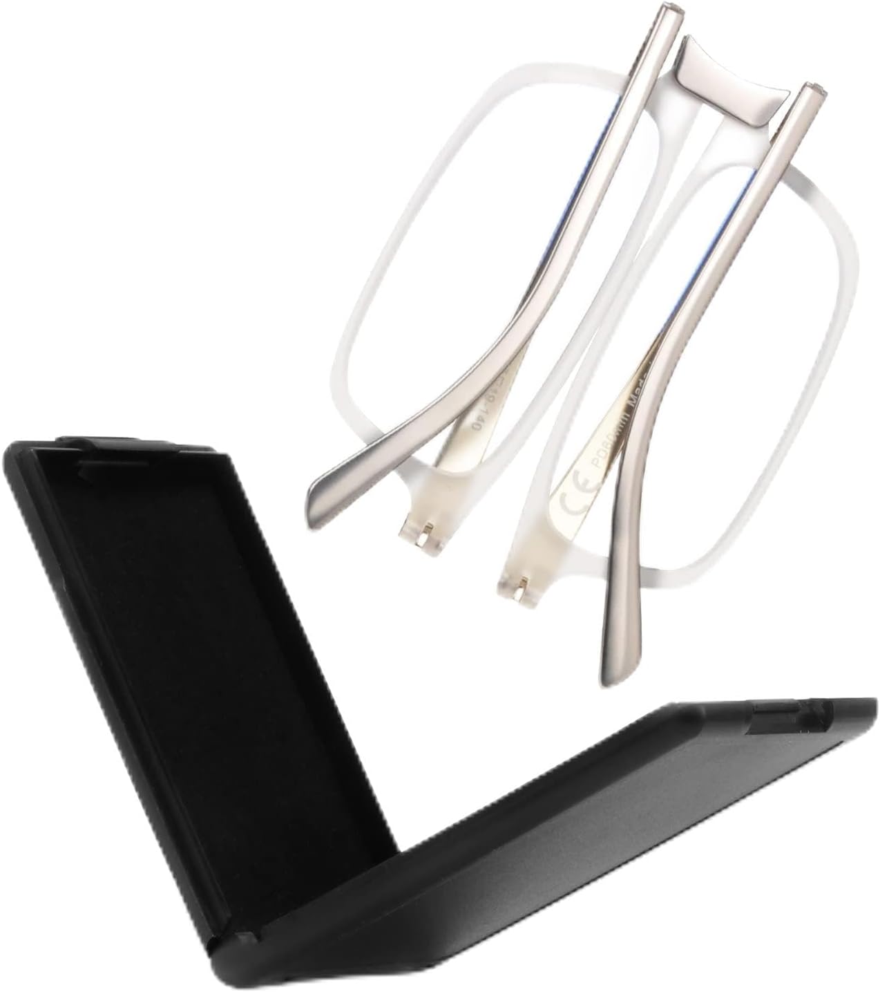 Unbreakable Evolved Folding Reading Glasses For Women Men Blue Light Blocking Anti UV Eyestrain Foldable Portable Compact Readers with Flat Hard Case Pocket Computer glasses 1.75 CLEAR