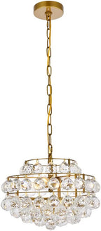 Elegant Lighting 1106D14 Savannah 3 Light 14" Wide Crystal Pendant with Clear Crystal Accents