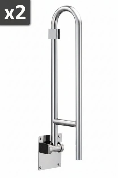 2 x oen R8960FD 30" Flip-Up Grab Bar, Textured Grip, Stainless | 30" support length