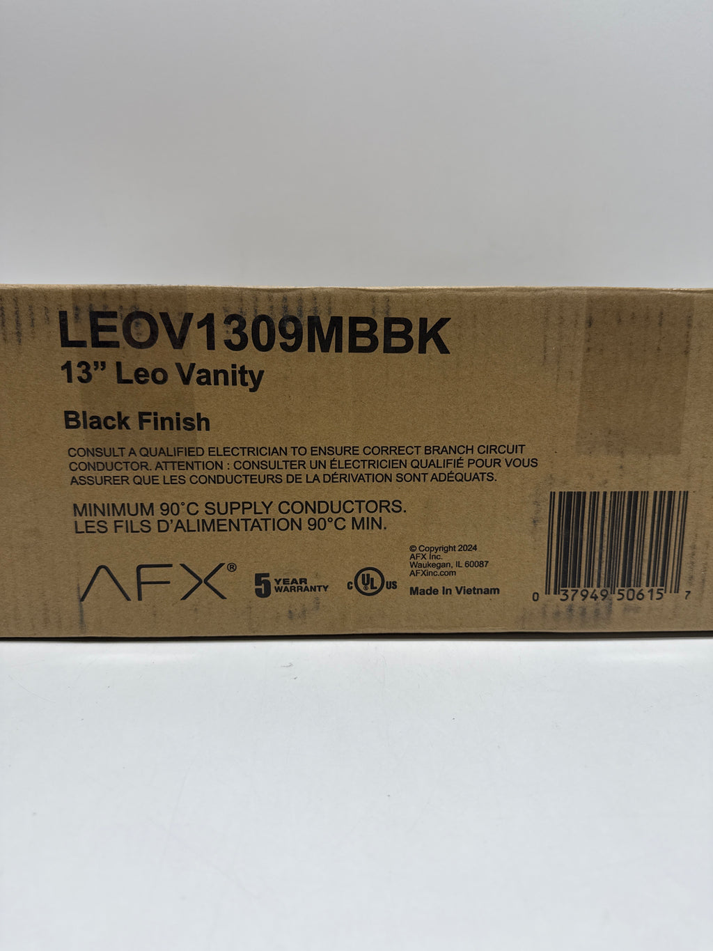 AFX Lighting Leo 13 Inch Bath Vanity Light Leo - LEOV1309MBBK - Transitional