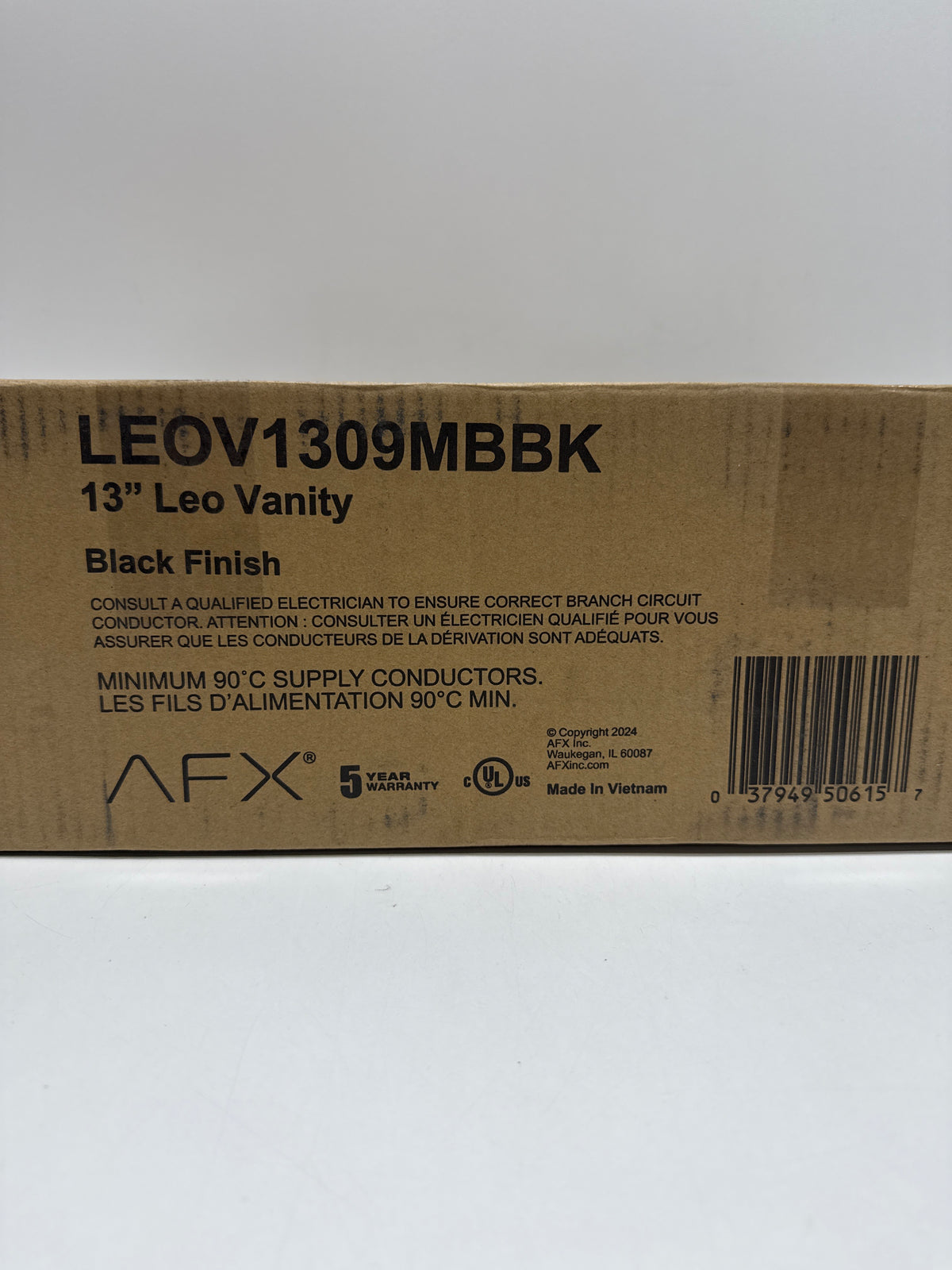 AFX Lighting Leo 13 Inch Bath Vanity Light Leo - LEOV1309MBBK - Transitional