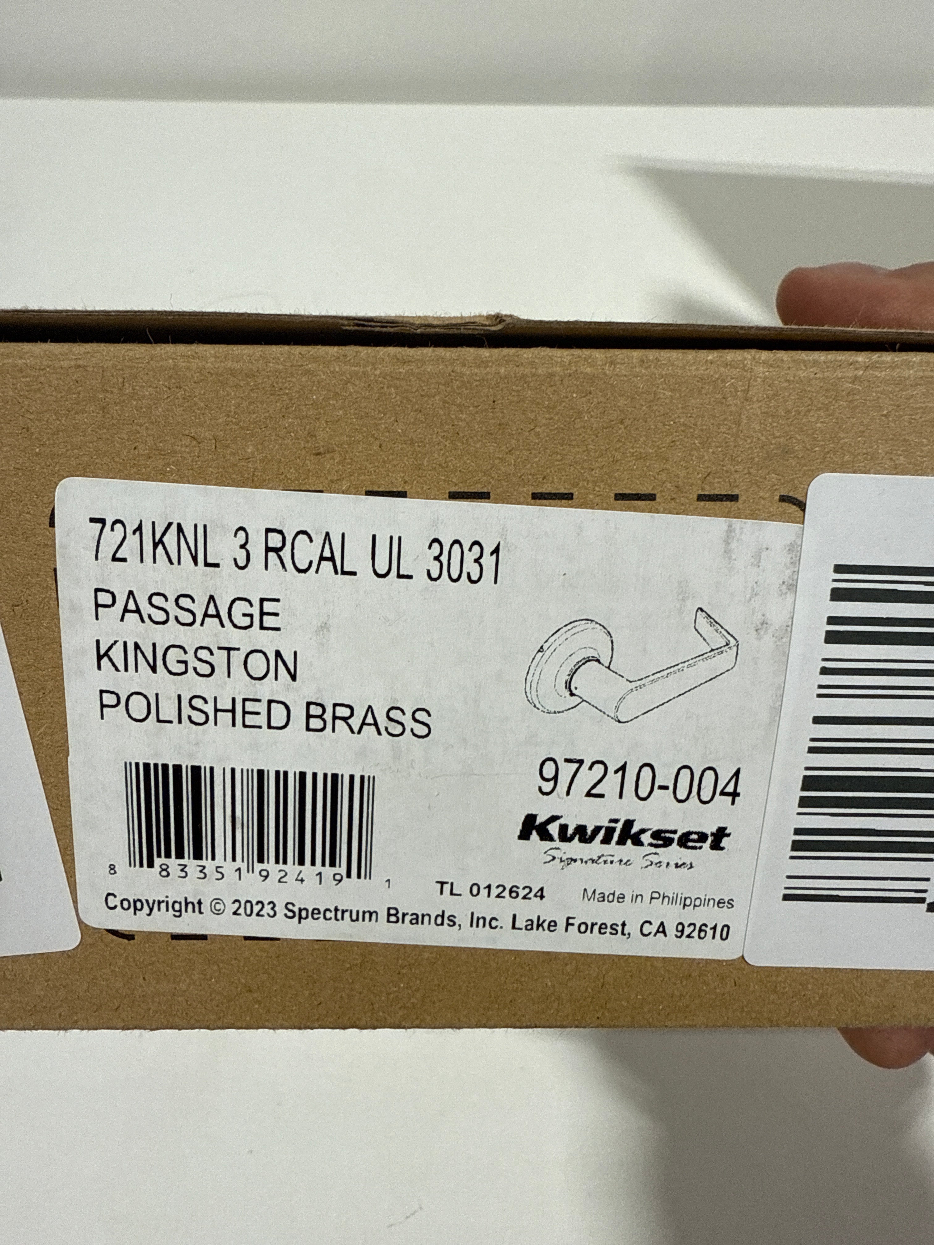Kwikset 721KNL Kingston Grade 2 Passage Door Lever Set Polished Brass - *Tools Hardware & Misc