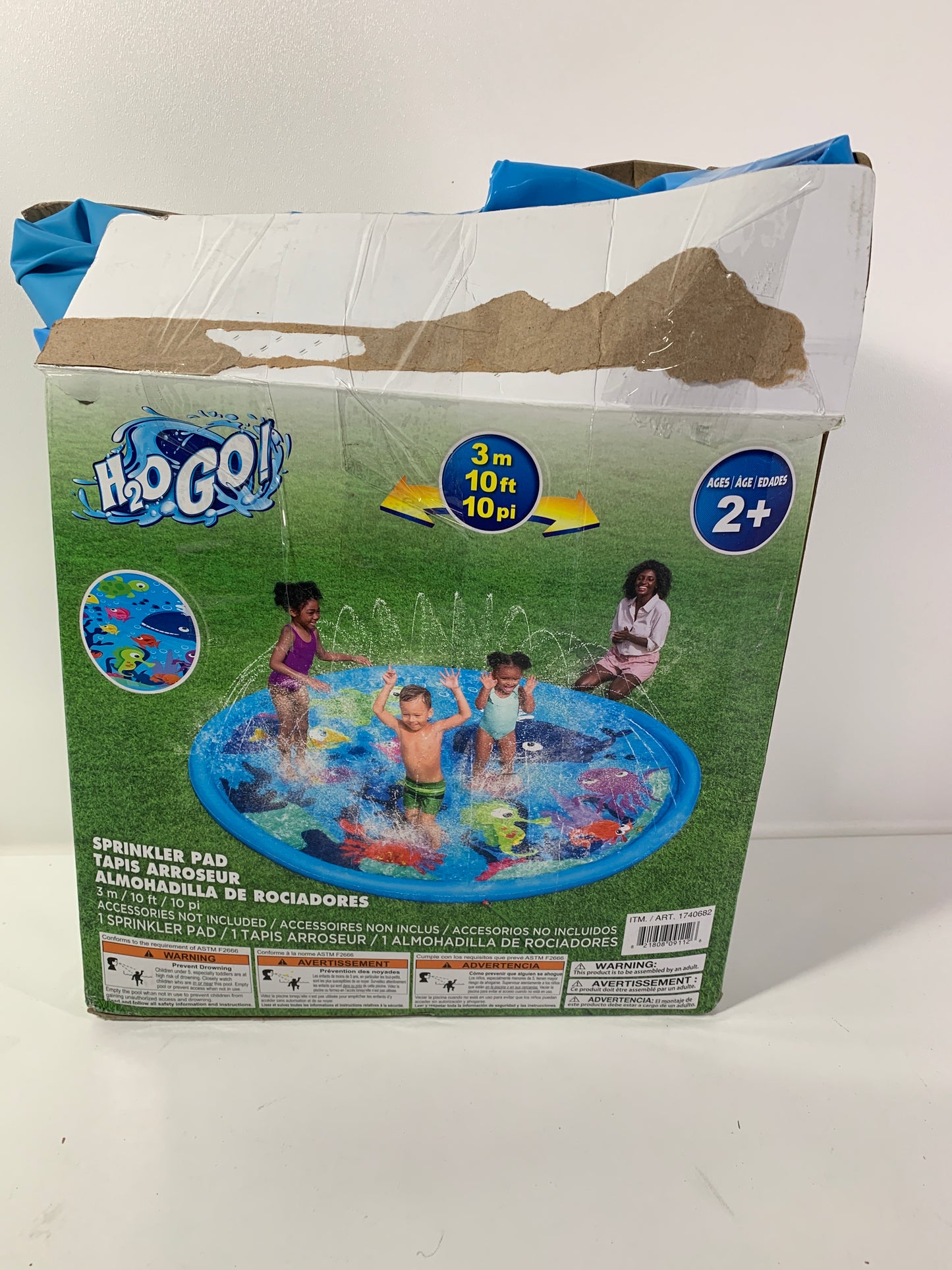 H2O Go Kids Sprinkler Pad Shallow Wading Pool 10' Ft