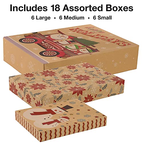 Excello Global Set of 18 Christmas Gift Boxes - Assorted Sizes and Designs - *Christmas & Seasonal
