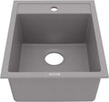 Karran 15-3/4 Inch Drop In Quartz Composite Bar Sink, Single Bowl Prep Sink, Grey Kitchen Island Sink, Top Mount Utility Sink, Heat and Scratch Resistant Quartz Composite QT-825