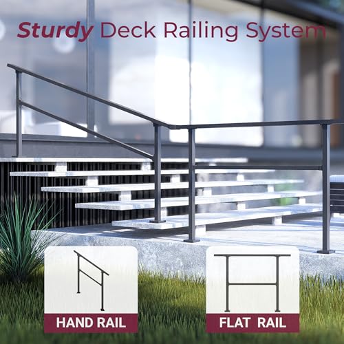 CR Fence & Rail Horizontal Metal Deck Railing 4ft Wide Residential Handrail for Flat Surfaces Simple Flat Railing Black