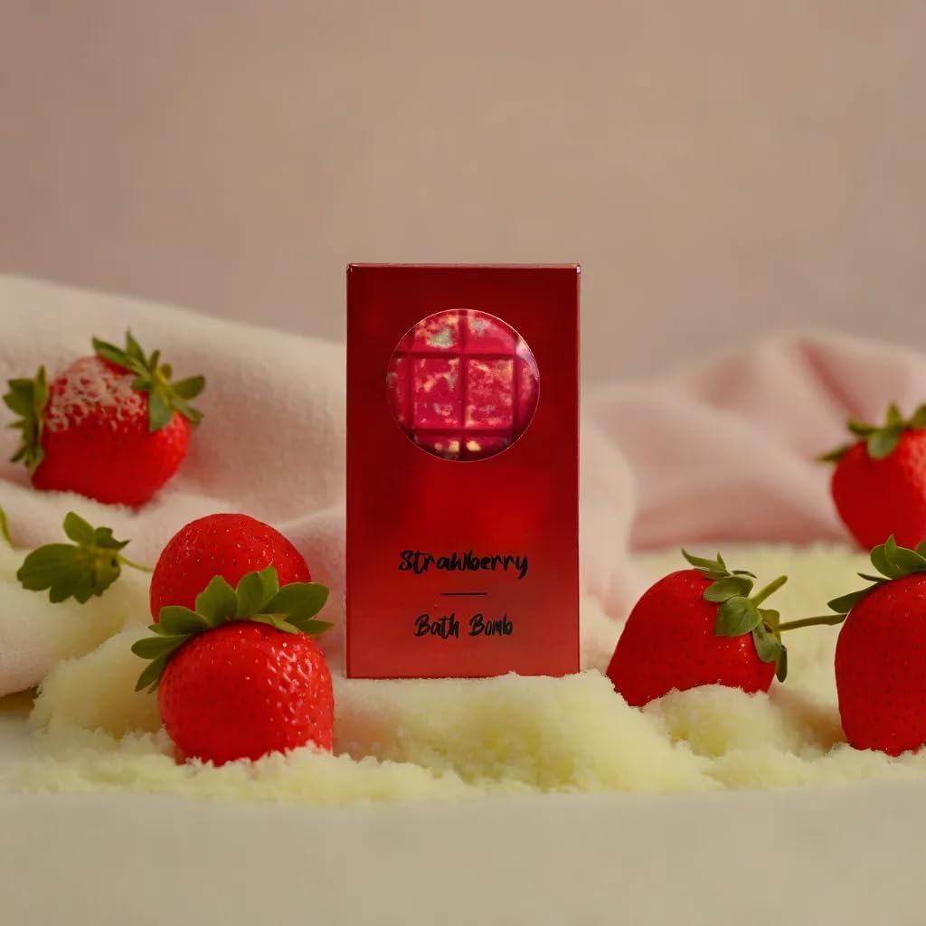 Lot of 5 - Chocolate form bath bomb | Nontoxic | Made from Sea Salt | Organic | Vegan Product | Eco | Gift Idea for Men and Women (Strawberry)