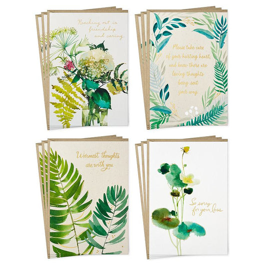 Hallmark Sympathy Cards Assortment, Watercolor Greenery