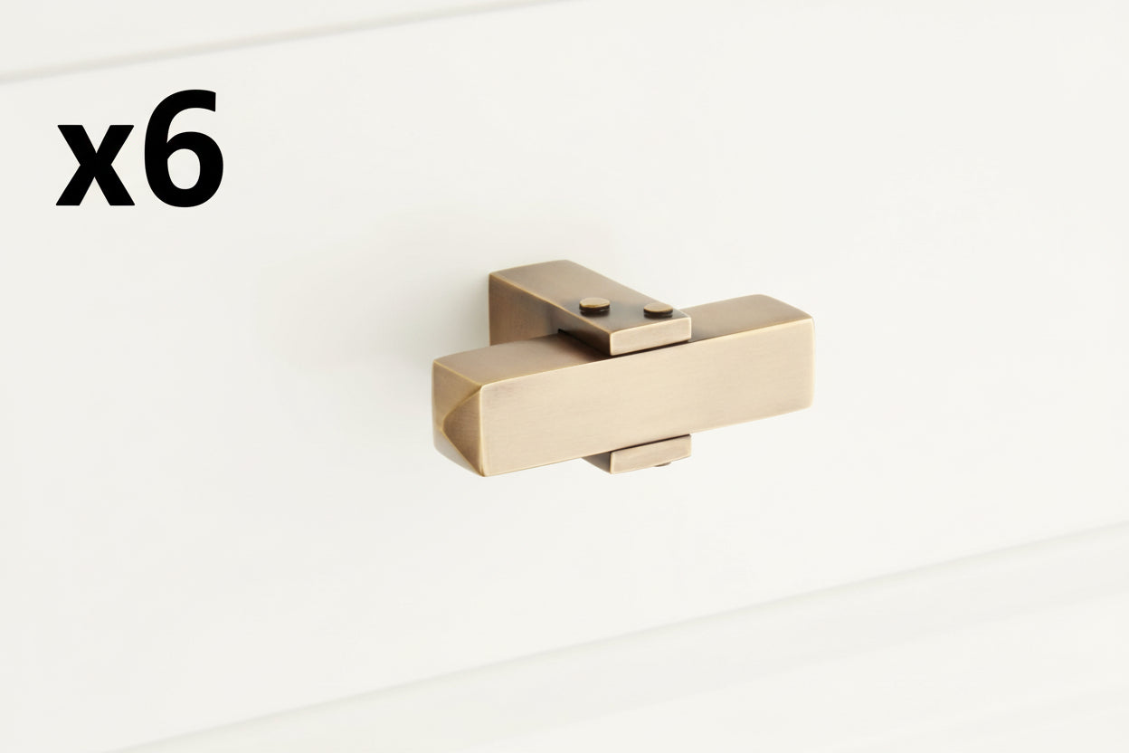 6 x Signature Hardware 953549 Hovland 2-1/2 Inch Diameter Rectangular Cabinet Knob Antique Brass Cabinet Hardware Knobs
