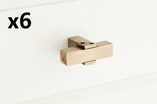 6 x Signature Hardware 953549 Hovland 2-1/2 Inch Diameter Rectangular Cabinet Knob Antique Brass Cabinet Hardware Knobs Rectangular