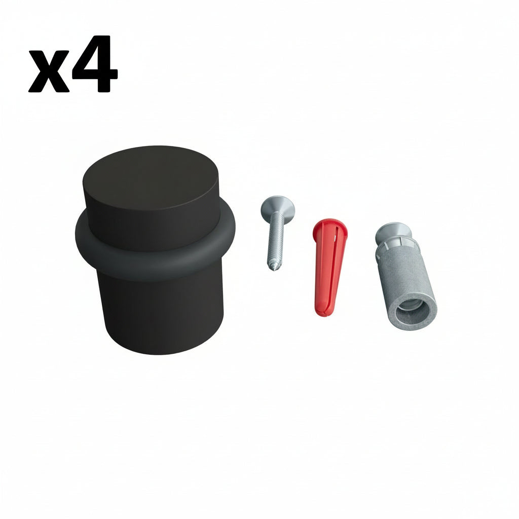 4 x Miseno MDS44SB Solid Brass 1.5" Floor Mounted Door Bumper Matte Black Door Stop