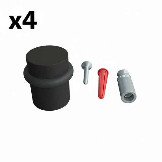 4 x Miseno MDS44SB Solid Brass 1.5" Floor Mounted Door Bumper Matte Black Door Stop