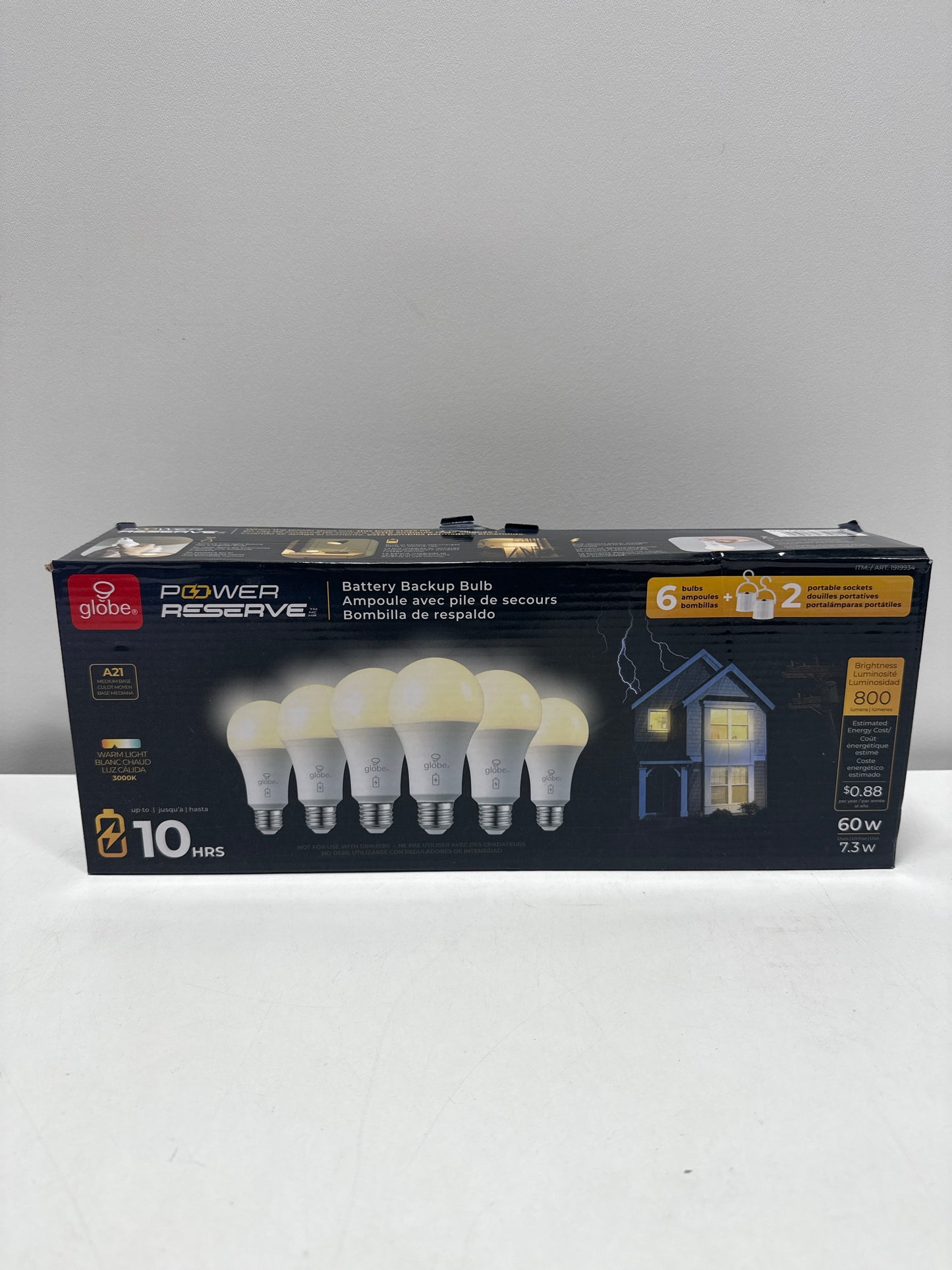 Global Electric LED Battery Backup Power Outage Bulb, 6 Pack