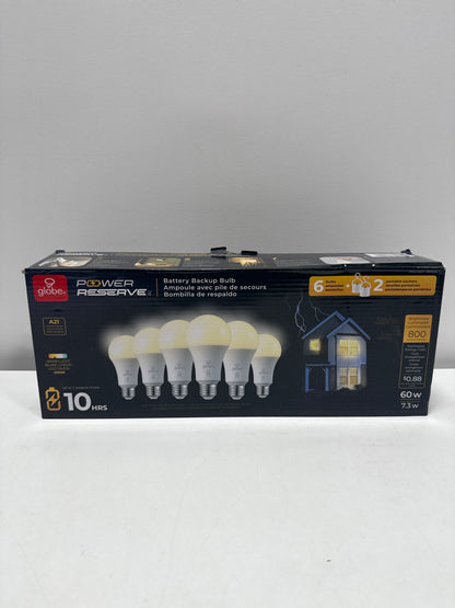 Global Electric LED Battery Backup Power Outage Bulb, 6 Pack