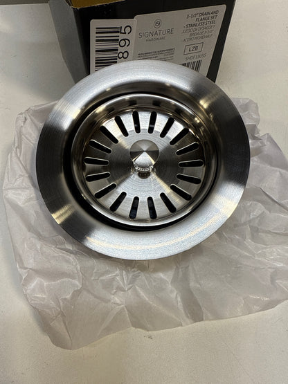 Signature Hardware 949204 3-1/2" Garbage Disposal Flange with Basket Strainer