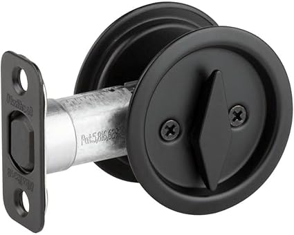 Kwikset 335-514 Round Privacy Pocket Door Lock Iron Black Finish