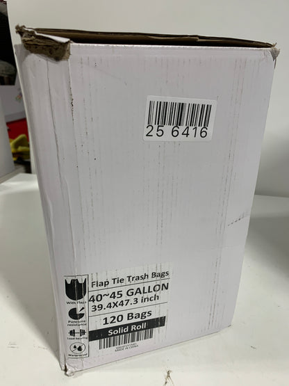 23 Gallon Slim Jim Heavy Duty Trash Bags 1.1 Mil THICK 120 Count with 4 Innovative Flap Ties Compatible with Rubbermaid & Winco & United Solutions 23 Gallon Slim Jim Trash Can Tear & Leak Resistant