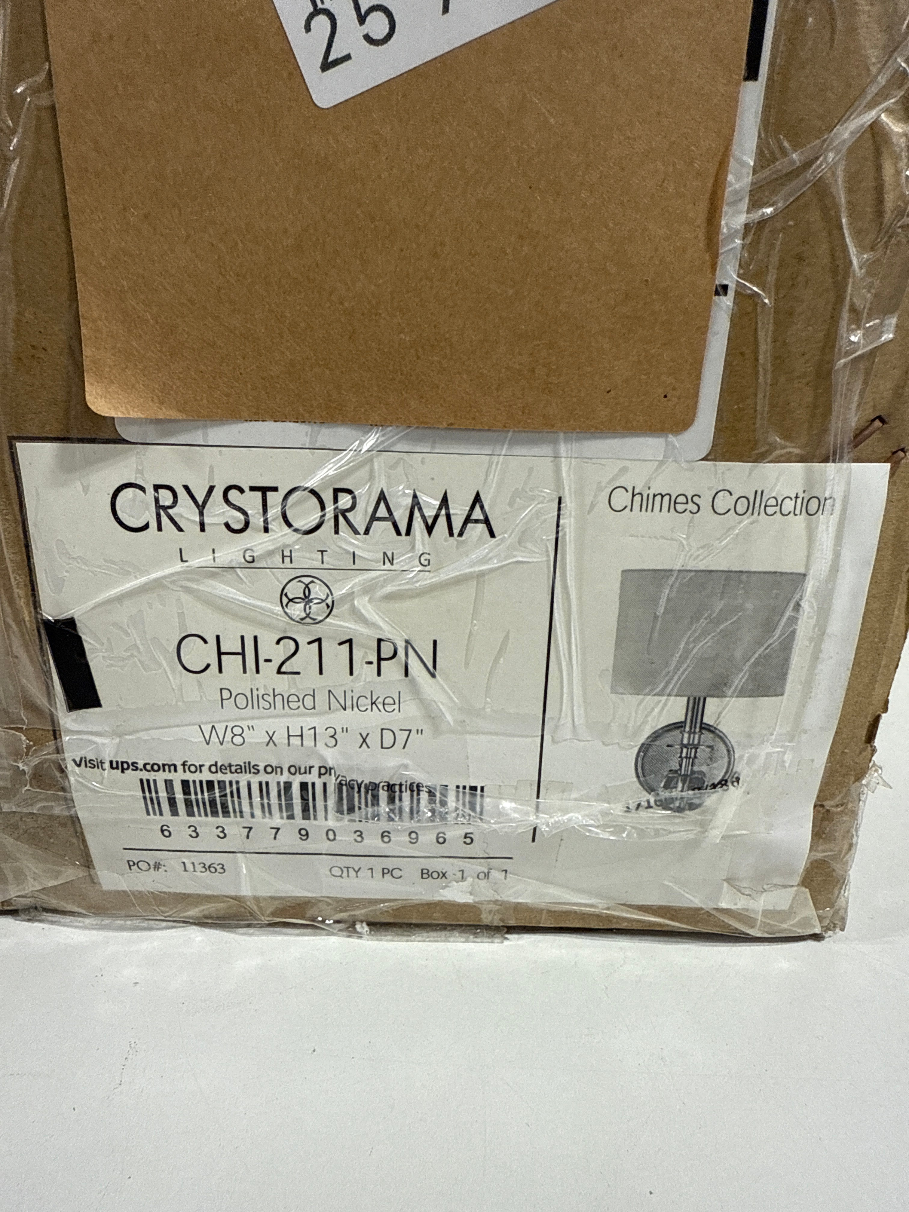 Crystorama CHI-211-PN Chimes 1 Light 8 Inch Polished Nickel Sconce Wall Light - *Lighting & Electrical