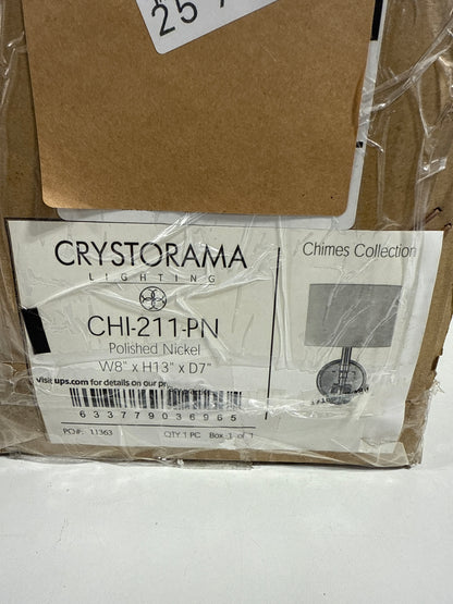 Crystorama CHI-211-PN Chimes 1 Light 8 Inch Polished Nickel Sconce Wall Light
