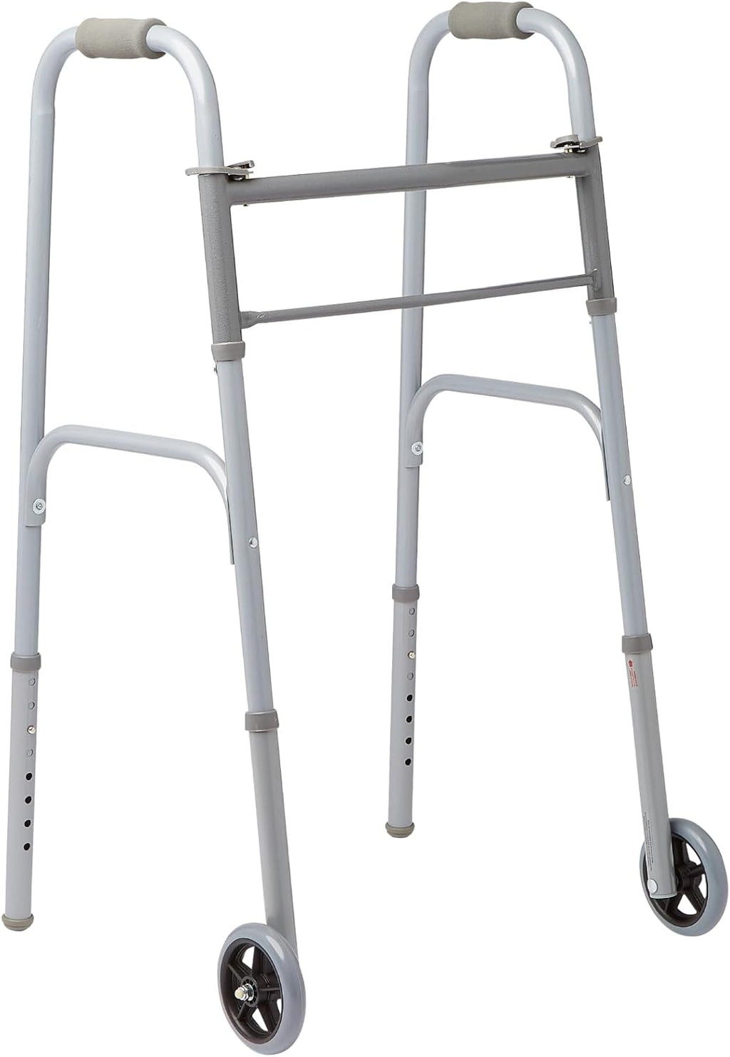 Medline Lightweight Folding Walkers for Seniors Adults with 5” Wheels Steel Frame Supports up to 400 lbs. - *Health &