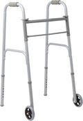 Medline Lightweight Folding Walkers for Seniors Adults with 5” Wheels Steel Frame Supports up to 400 lbs. - *Health &