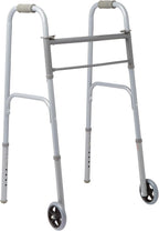 Medline Lightweight Folding Walkers for Seniors Adults with 5” Wheels Steel Frame Supports up to 400 lbs. - *Health &