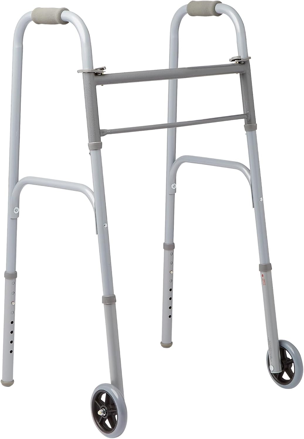 Medline Lightweight Folding Walkers for Seniors Adults with 5” Wheels Steel Frame Supports up to 400 lbs. - *Health &