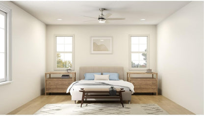 Kichler 56 inch Brahm LED Ceiling Fan with Etched Cased Opal Glass in Satin Black with Reversible Satin Black and Silver Blades