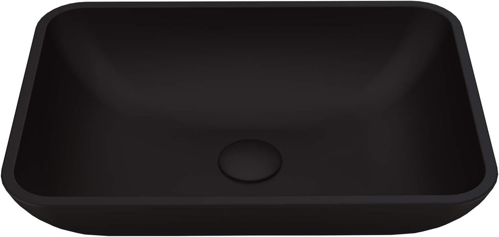 VIGO Sottile 18’’L x 13’’W x 4’’H Over the Counter MatteShellTM Rectangular Vessel Bathroom Sink in Black -VG07110