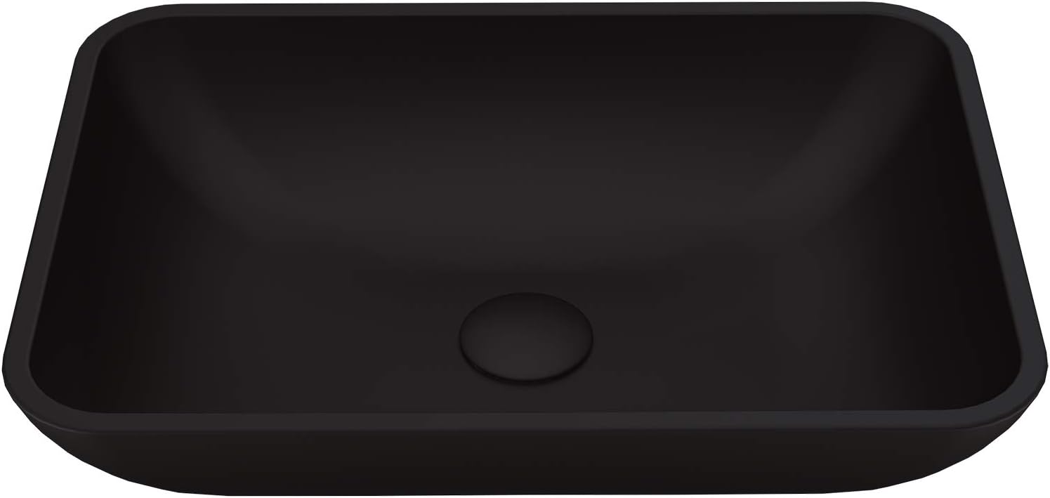 VIGO Sottile 18’’L x 13’’W x 4’’H Over the Counter MatteShellTM Rectangular Vessel Bathroom Sink in Black -VG07110