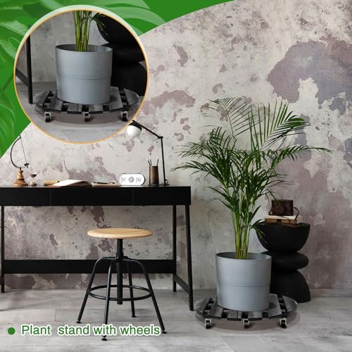 Taiyin Plant Caddy with Wheels 2 Pack 20 Inch Plant Stand with Metal Wheels Lockable Caster Wheels Heavy Duty Plant