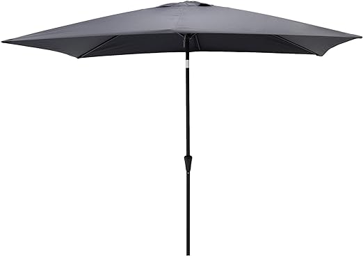 FLAME&SHADE 6.5 x 10 ft Rectangular Outdoor Umbrella Patio Table and Market Umbrella with Push Button Tilt