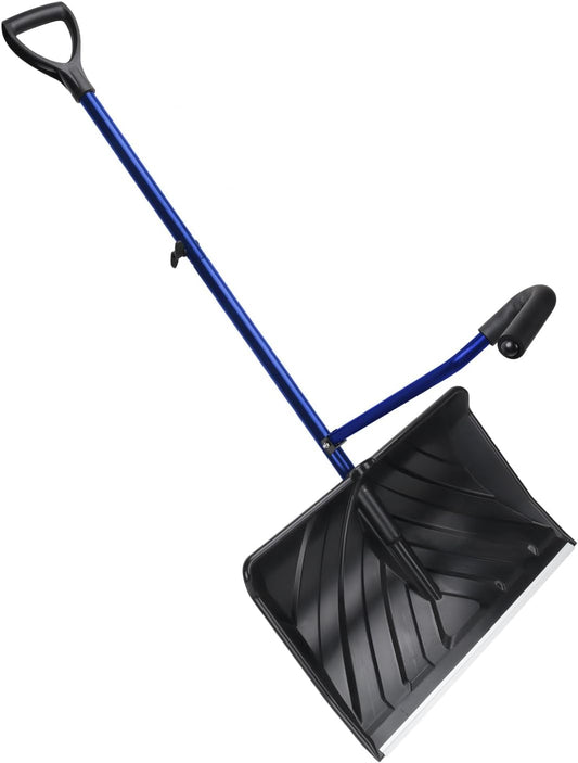 LS'BABQ Heavy Duty Snow Shovel for Car Driveway Backyards Garages Sidewalks Snow Removal, Ergonomic Shovel Tool with Double Handles, 22 Inches Large Capacity Shovel (Blue)