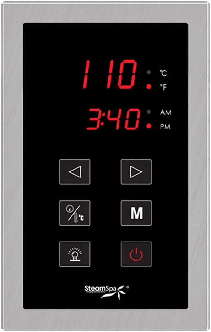 SteamSpa OAT900BN-a 9 KW Oasis QuickStart Acu-Steam Bath Generator Pack with Built-in Auto Drain Brushed Nickel