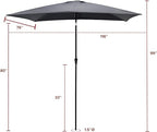 FLAME&SHADE 6.5 x 10 ft Rectangular Outdoor Umbrella Patio Table and Market Umbrella with Push Button Tilt - *Outdoor