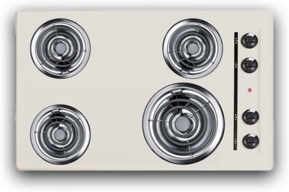 Scratch Summit 30’’ 4 Burner Electric Cooktop 230 Volt Coil Electric Cooktop Bisque- WEL05 - *Kitchen Appliances