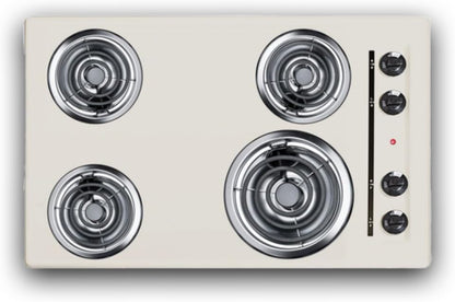Scratch Summit 30’’ 4 Burner Electric Cooktop 230 Volt Coil Electric Cooktop Bisque- WEL05 - *Kitchen Appliances