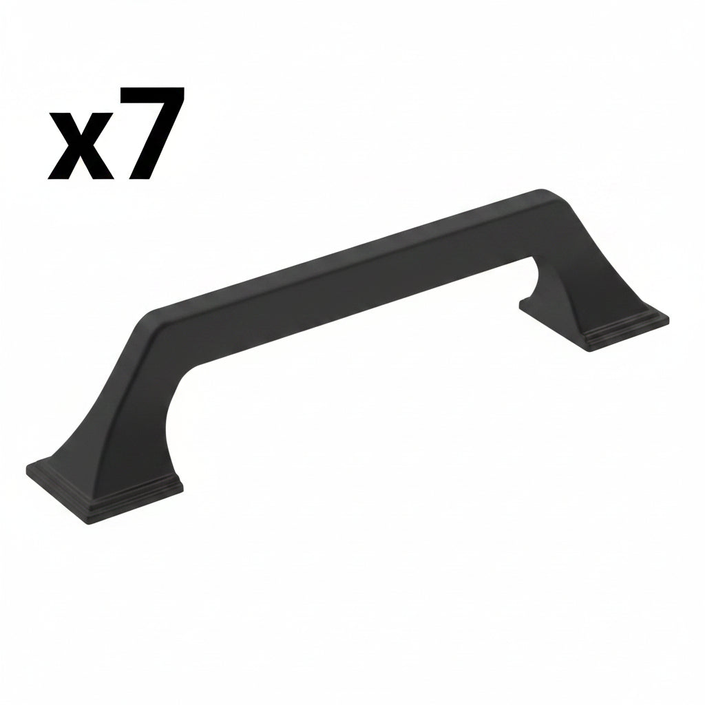 7 x Amerock | Cabinet Pull | Matte Black | 5-1/16 inch (128 mm) Center-to-Center | Exceed | 1 Pack | Drawer Pull | Cabinet Handle | Cabinet Hardware