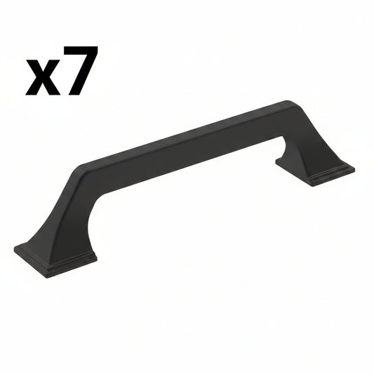 7 x Amerock | Cabinet Pull | Matte Black | 5-1/16 inch (128 mm) Center-to-Center | Exceed | 1 Pack | Drawer Pull | Cabinet Handle | Cabinet Hardware