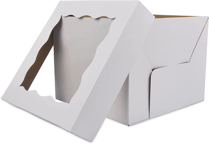Cajas para Tartas 10 Piezas 10x10x12 Pulgadas Con Ventana - Caja Alta para Tartas KBG