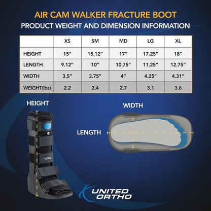 United Ortho Air Cam Walker Fracture Boot, Extra Large, Black