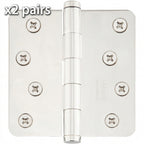 Emtek 91034 4" x 4" Plain Bearing 5/8" Radius Corners Mortise Hinge - Pair, Polished Nickel
